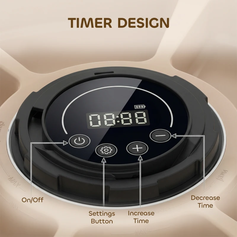 PawHut Automatic Cat Feeder for Dry Wet Food Timed Cat Dog Food Dispenser with 6 Trays 1 Ice Pack Battery Powered Light Brown