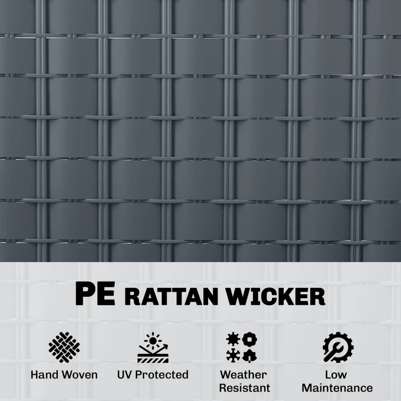 Outsunny 3 Piece Wicker Patio Furniture Set, Outdoor Bistro Set, Side Pockets, Mesh Seat, 2 Tier Glass Table, Cushions, Black