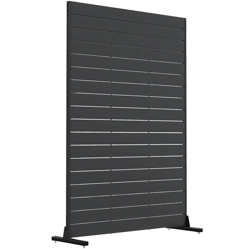 Outsunny HDPE Outdoor Privacy Screen, 47.2"W x 68.5"H Decorative Privacy Fence Screen with Stand and 6 Panels, Black