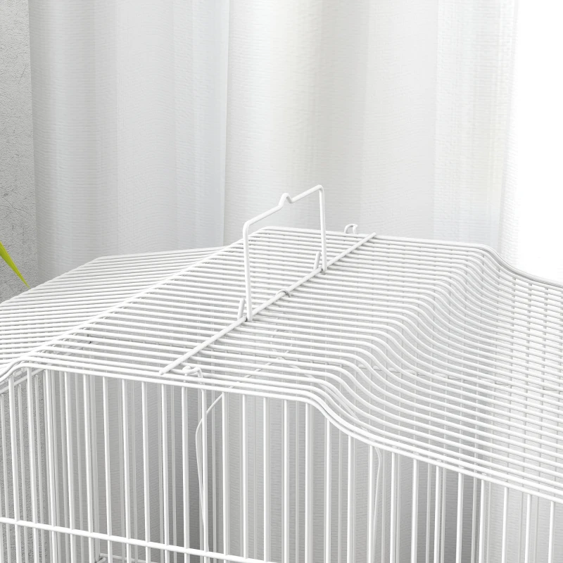 PawHut 23" Bird Cage, Finches Canaries, Parrot Cage with Doors Perches, 2 Feeder Pet Supplies, White
