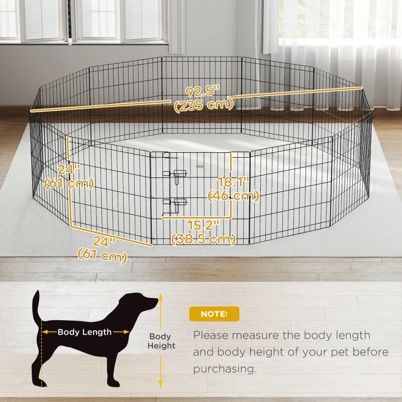 PawHut 24inch Foldable Metal Exercise Pet Playpen Yard Dog Puppy Kennel Cage 12 Panels