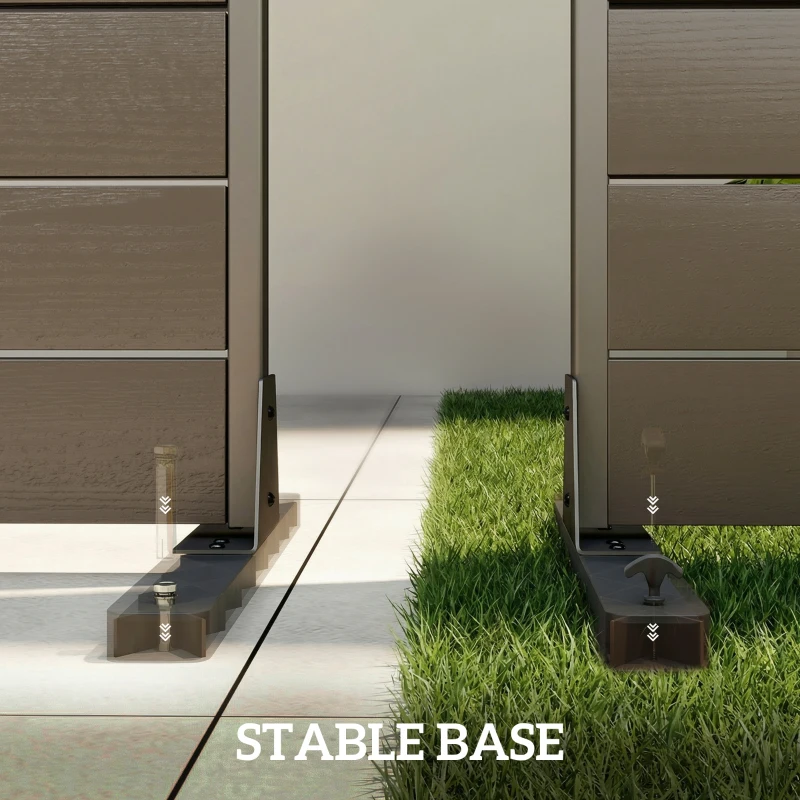 Outsunny HDPE Outdoor Privacy Screen, 47.2"W x 68.5"H Decorative Privacy Fence Screen with Stand and 6 Panels, Brown