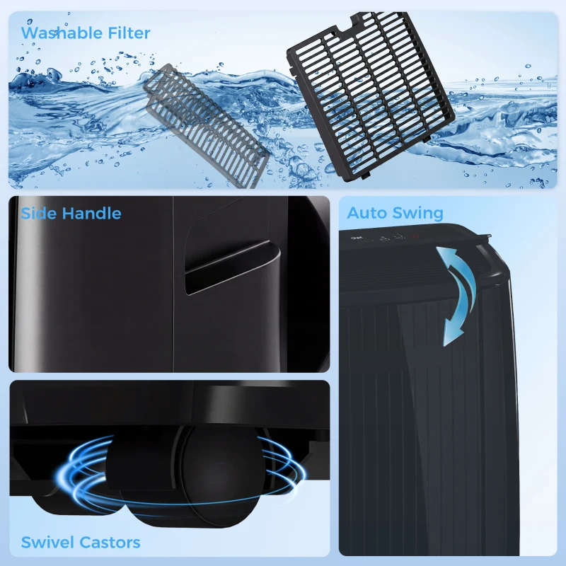 HOMCOM 12000 BTU 5-in-1 Portable Air Conditioner with Cool, Heat, Dehumidifier, Fan, Sleep, WiFi Voice Control, Black