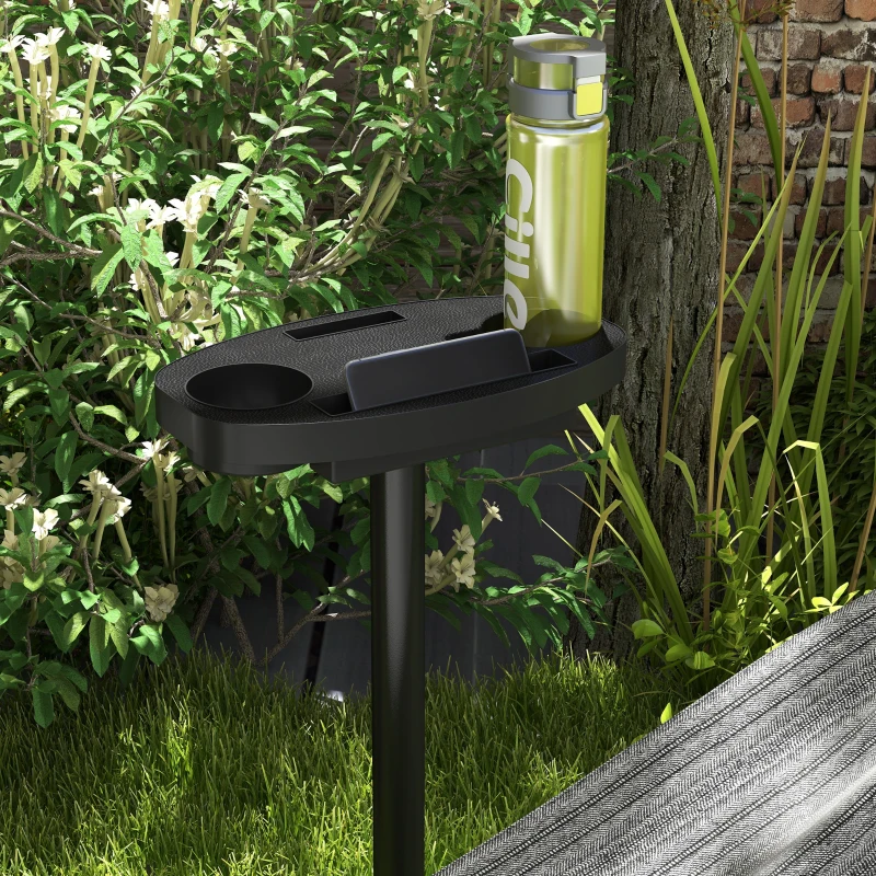 Outsunny 10' Hammock Stand with Side Tray, Hammock Chair Stand Only with Steel Frame, Black