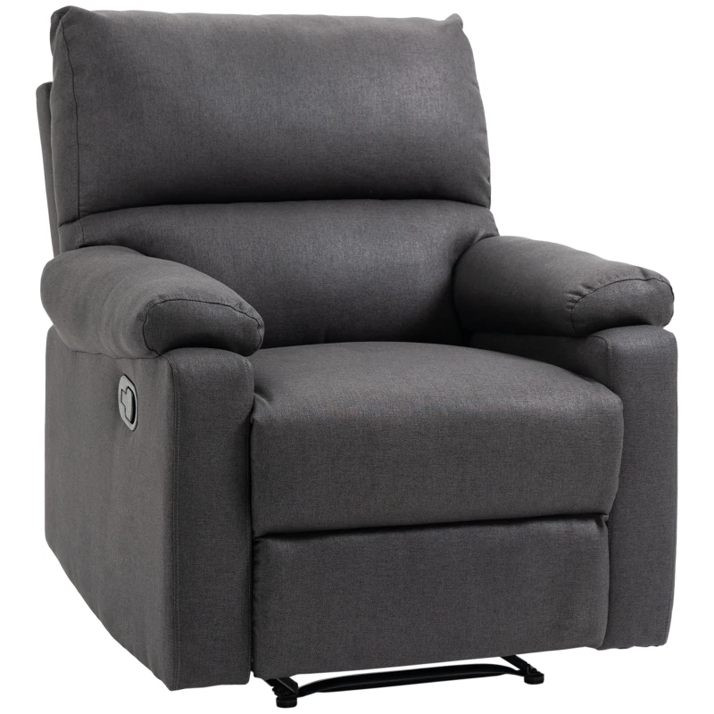 HOMCOM Recliner Chair, Manual Reclining Chair with Footrest, Padded Seat for Living Room, Bedroom, Study, Dark Grey