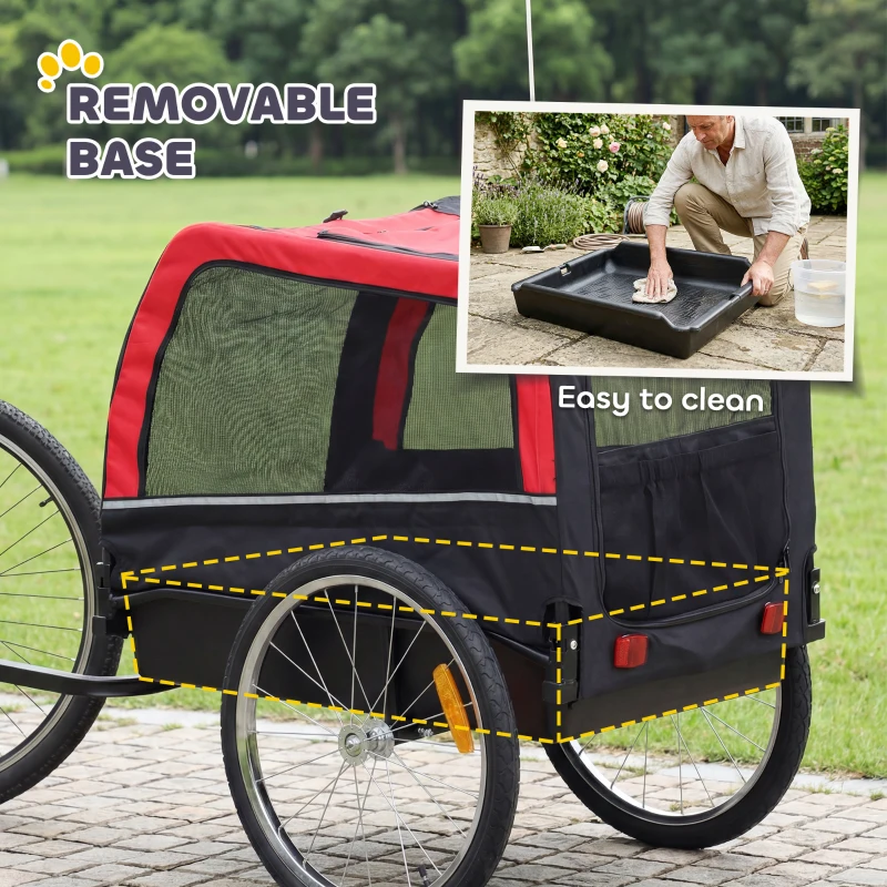 PawHut Dog Bike Trailer, Pet Cart Bicycle Carrier with 20" Air Tires, Quick-Release Wheels, Reflectors, Flag