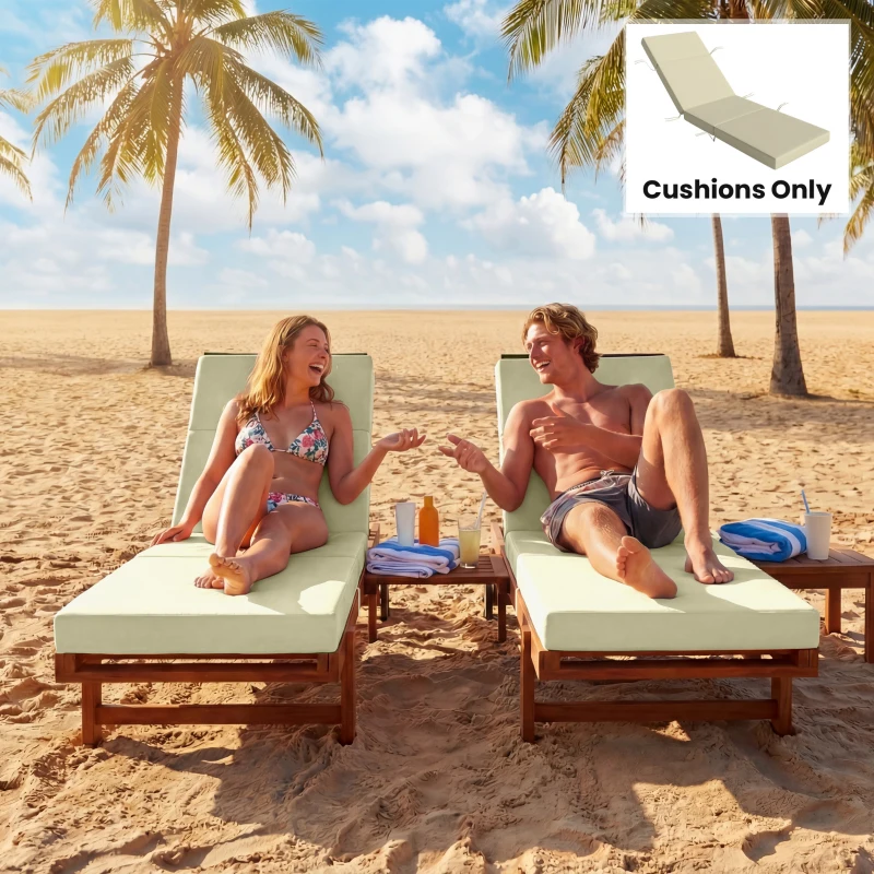 Outsunny Chaise Lounge Cushion, 4" Thick Outdoor Lounge Chair Cushions with Ties for Patio, 26" x 80 ", Cream White