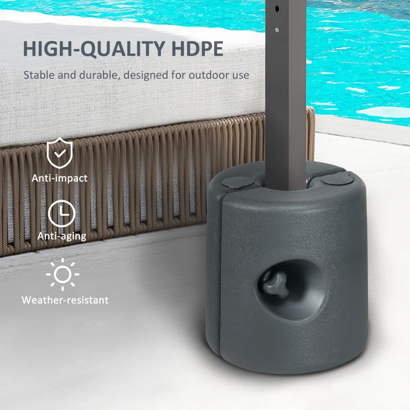 Outsunny HDPE Tent Weights Set of 4, Canopy Weights, Filled with Water or Sand, 106 LBS, Light Grey