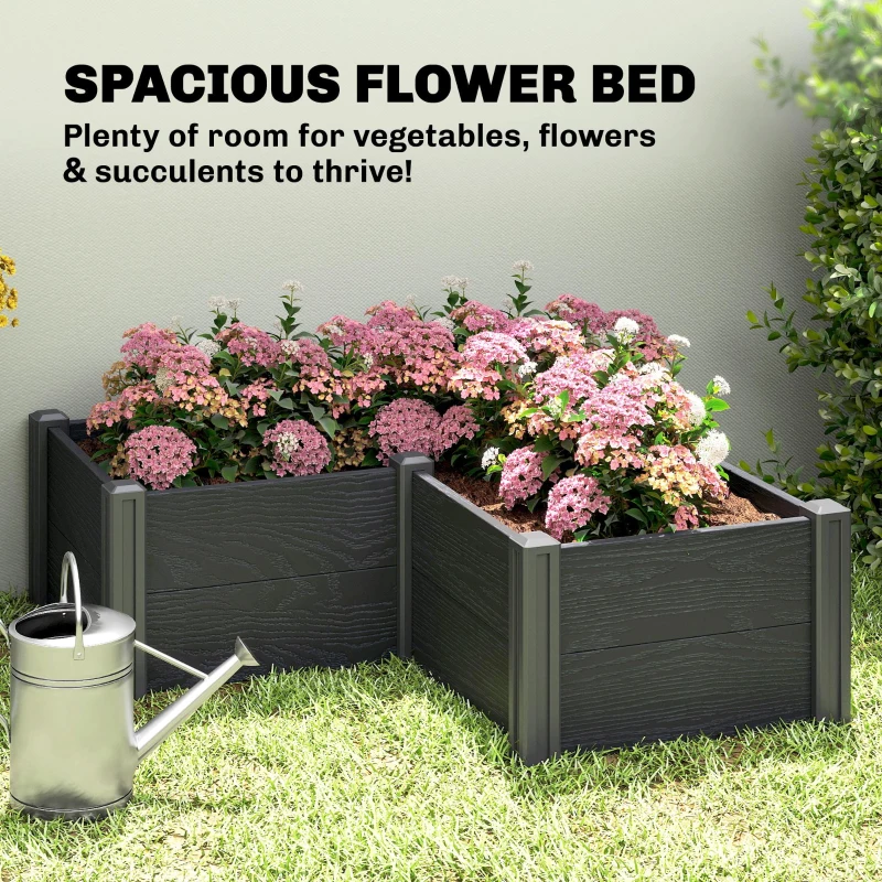 Outsunny Vinyl Raised Garden Bed Kit, 3 x 3 x 1ft Elevated Garden Box with Open Bottom, Screwless Outdoor Planter Box