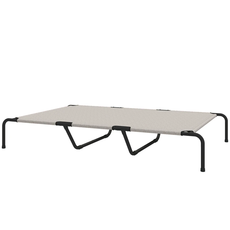 PawHut Elevated Dog Bed, Outdoor Dog Cot, Raised Dog Bed for Large Dogs with Breathable Mesh, Beige