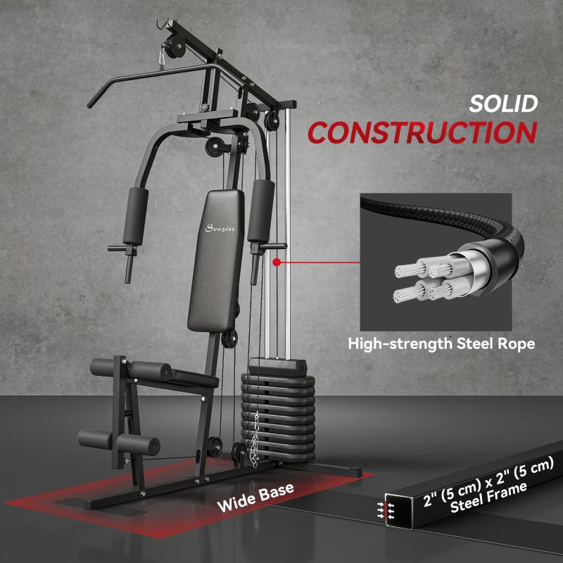 Soozier Home Gym Equipment, Multifunction Workout Machine with 99lbs Weight Stack for Back, Chest, Arm, Legs, and Full Body Workout