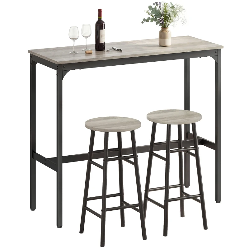 HOMCOM 3-Piece Counter Height Bar Table and Chairs, Dining Table and Chairs Set for 2, Pub Table and Chairs