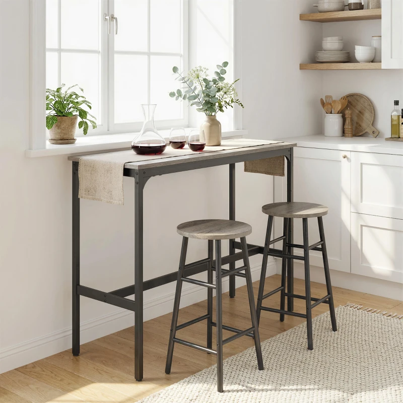 HOMCOM 3-Piece Counter Height Bar Table and Chairs, Dining Table and Chairs Set for 2, Pub Table and Chairs