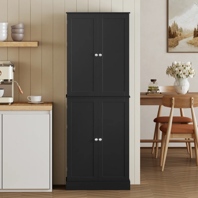 HOMCOM 65" Kitchen Cabinet, Kitchen Pantry Cabinet with 4 Doors and 16 Door Shelves for Dining Room, Black