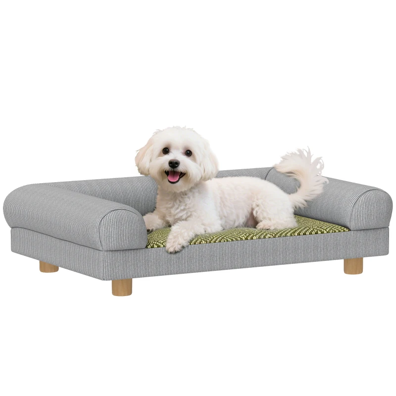 PawHut Pet Sofa, Dog Couch Bed for Small Dogs, Elevated Pet Sofa with Solid Feet for Indoor Kittens, Grey