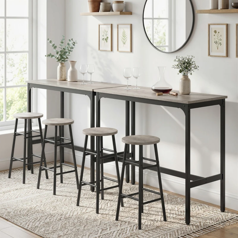 HOMCOM 3-Piece Counter Height Bar Table and Chairs, Dining Table and Chairs Set for 2, Pub Table and Chairs