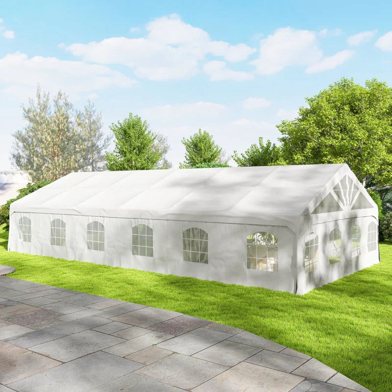Outsunny Heavy Duty Party Tent, 20' x 40' Large Sun Shade Canopy Tent for Parties, Wedding, Events, BBQ Grill, White
