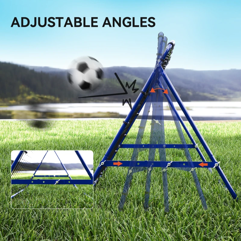 HOMCOM Volleyball Rebounder Net Football Training Aid Kickback Target Play Blue