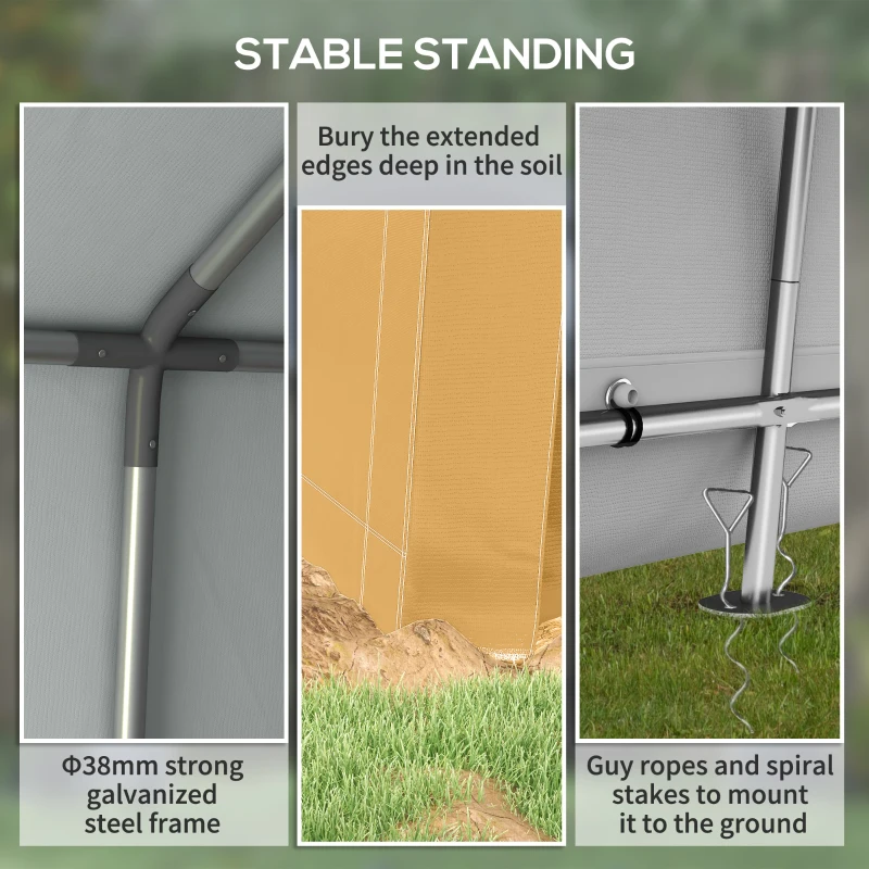 Outsunny 10' x 10' Outdoor Storage Shed Portable Garage with Roll-up Door for Motorcycle, Bike, Garden Tools, Beige