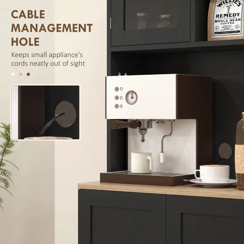 HOMCOM 66.5" Tall Kitchen Pantry Cabinet, Kitchen Hutch, Microwave Cabinet with Adjustable Shelves for Dining Room, Black