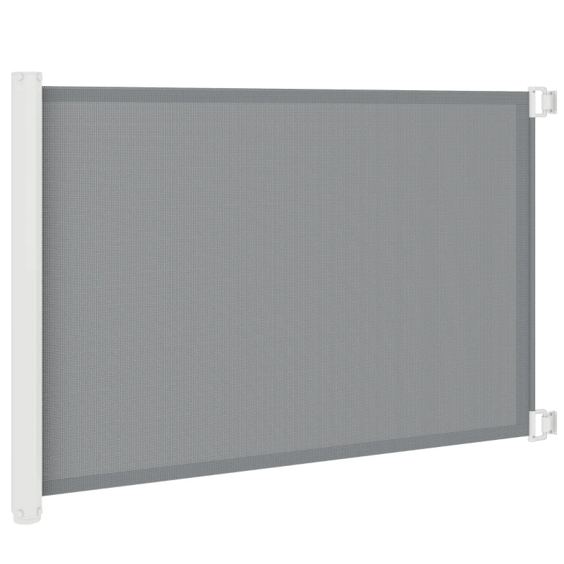 PawHut Retractable Pet Safety Barrier Gate, Flexible and Extensible for Stairways Doorways Hallways, Grey