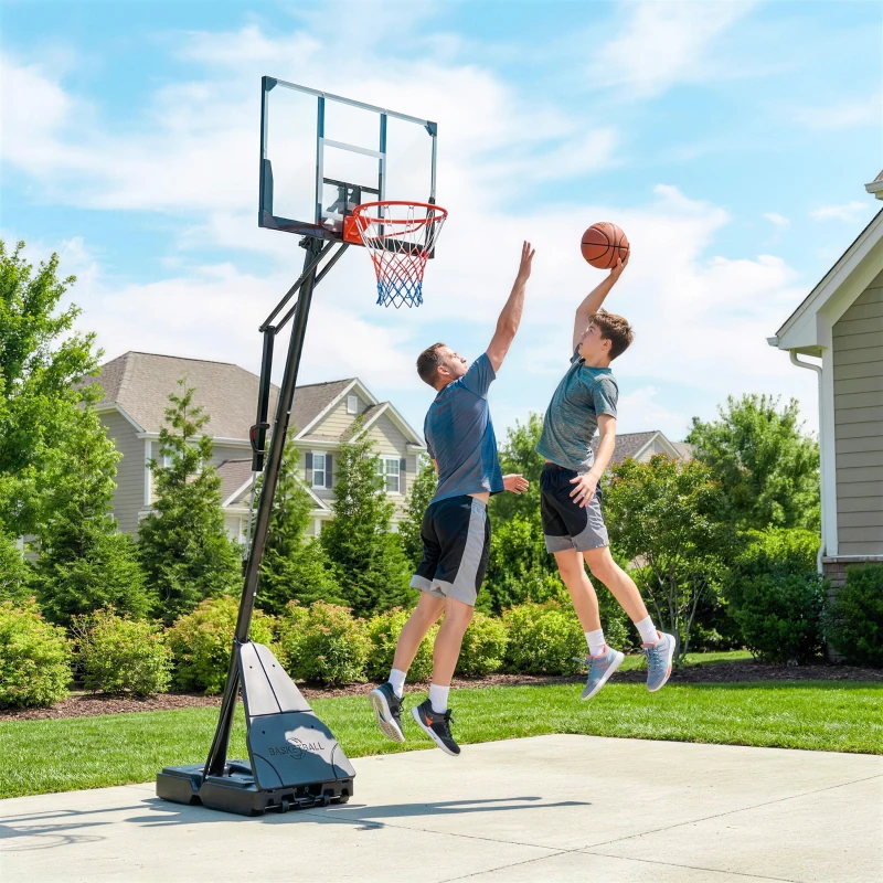 Soozier Portable Basketball Hoop Outdoor, 8-10ft Adjustable Basketball Goal, 47 Inch Shatterproof Backboard, Action Grip