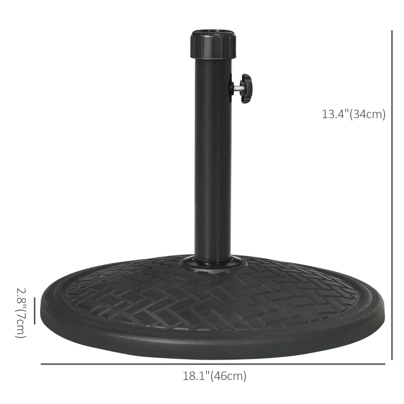 Outsunny 31lbs Concrete Round Patio Umbrella Base Holder, Outdoor Market Umbrella Stand Weight for Lawn, Deck, Backyard, Garden, Black