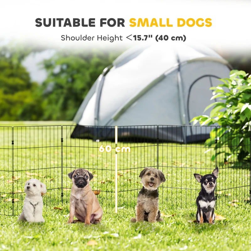 PawHut Foldable Metal Exercise Dog Playpen, Expandable Pet Fence Indoor Outdoor Use for Small Dogs, 20" x 24", 8 Panels, Black