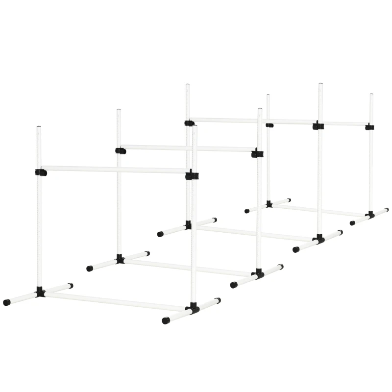 PawHut Set of 4 Dog Agility Training Equipment Adjustable Jump Bar Pet Exercise Kit with Carrying Bag (White)