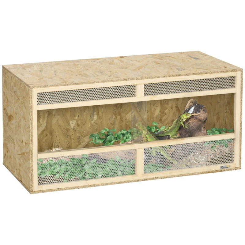 PawHut Reptile Terrarium, 58 Gallon Reptile Tank with Sliding Doors, Breathable Mesh for Bearded Dragon, Lizards, Snake