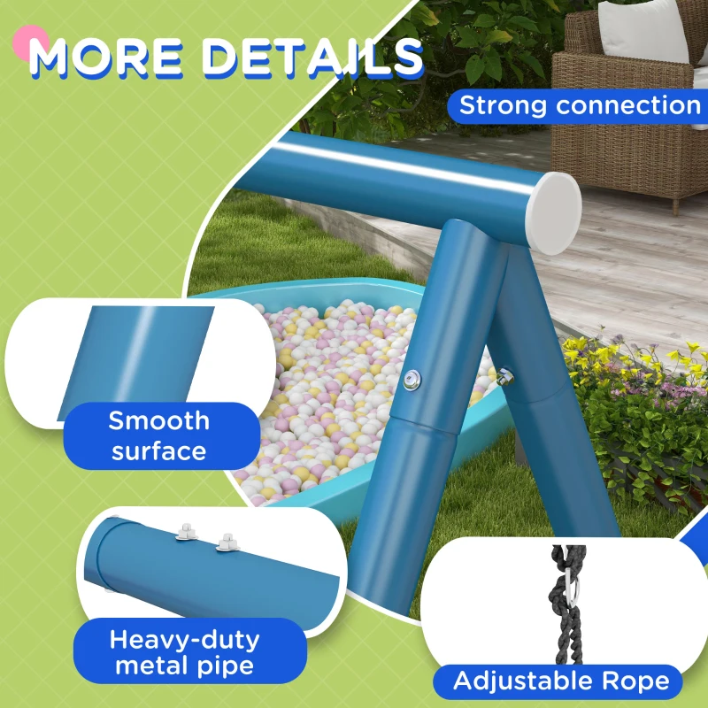 Outsunny Metal Swing Set for Backyard, 4 in 1 Design with 1 Nest Swing, 2 Seats, 1 Slide, Holds Up to 352 lbs. for Ages 3-8