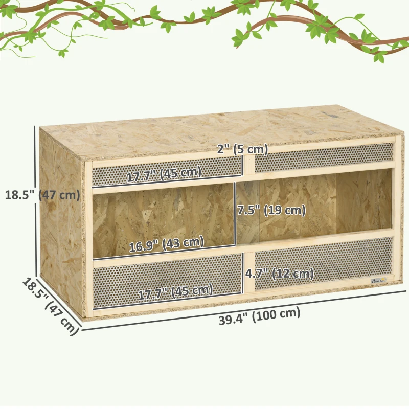 PawHut Reptile Terrarium, 58 Gallon Reptile Tank with Sliding Doors, Breathable Mesh for Bearded Dragon, Lizards, Snake