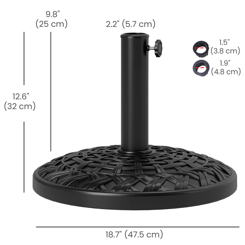 Outsunny Patio Umbrella Base, 26 lbs Concrete Heavy Duty Umbrella Stand, Round Patio Umbrella Holder, Φ18.7" x 12.6" H Black