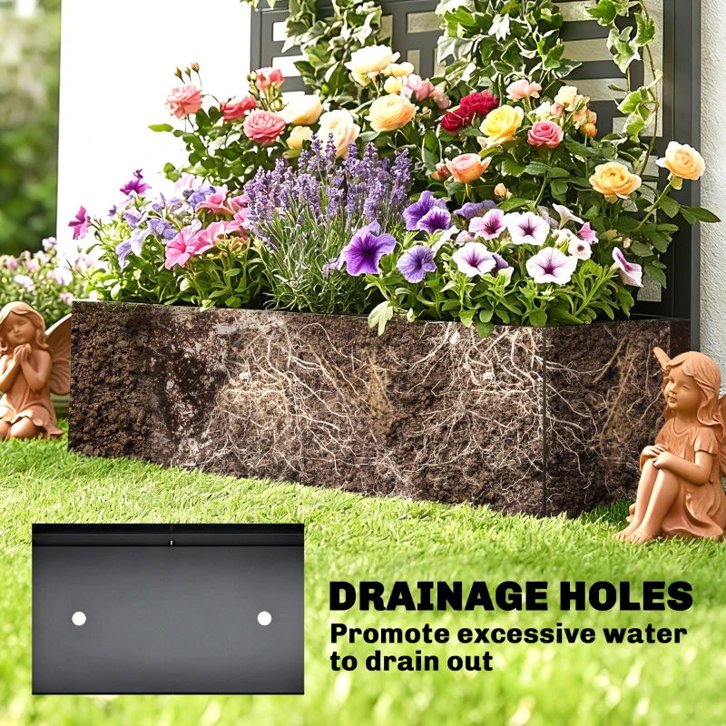 Outsunny Galvanised Raised Garden Bed with Trellis, 71" Tall Metal Planter Box with Privacy Screen and Drainage Holes