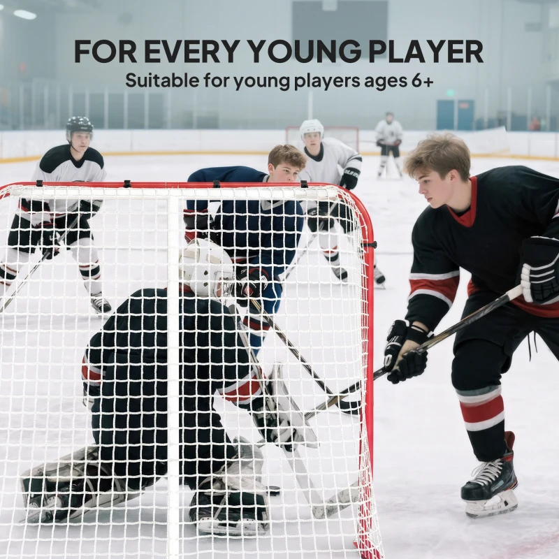 Soozier Hockey Net, Easy Set Up Hockey Goal with Steel Frame, PE Mesh, Outdoor Hockey Training Equipment for Garden, Backyard