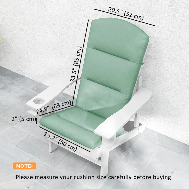 Outsunny Patio Chair Cushion for Adirondack Chairs Replacement Cushion with Back and Ties, Green