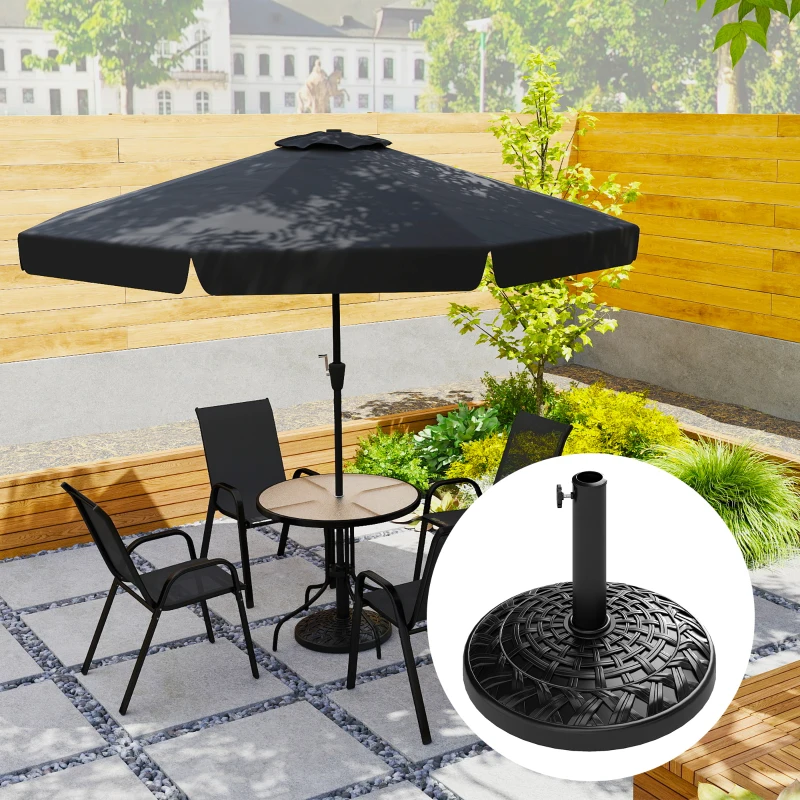 Outsunny Patio Umbrella Base, 26 lbs Concrete Heavy Duty Umbrella Stand, Round Patio Umbrella Holder, Φ18.7" x 12.6" H Black
