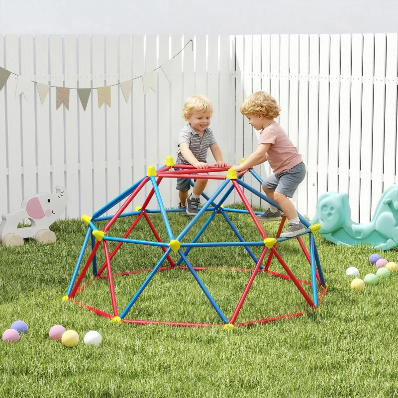 Outsunny 6 FT Climbing Dome Geometric Jungle Gym w/ Rust and UV-Resistant Steel, Up to 396 lbs, for 1-4 Children Aged 3-8 Years
