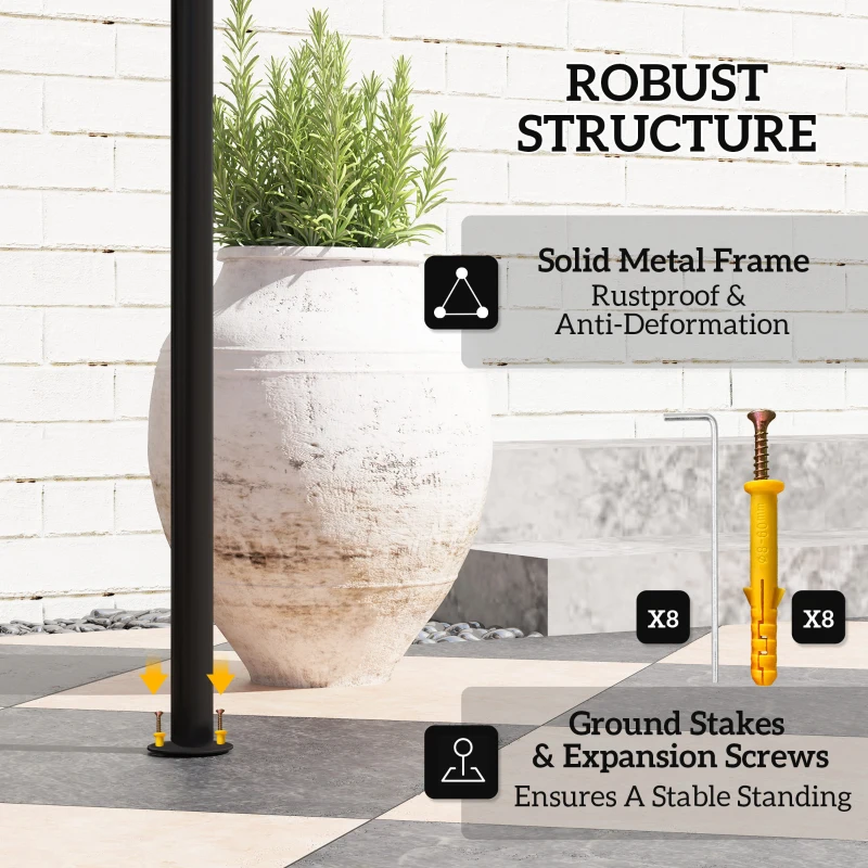 Outsunny 8' x 7.6' Grill Gazebo, Double Tiered Barbecue Grill Gazebo Shelter w/ Side Awning, 2 Side Shelves, 6 Hooks, Dark Grey