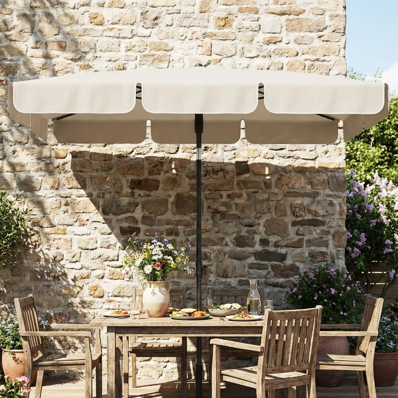 Outsunny 6' x 4' Patio Umbrella with Tilt, Rectangular Outdoor Umbrella for Garden, Beige