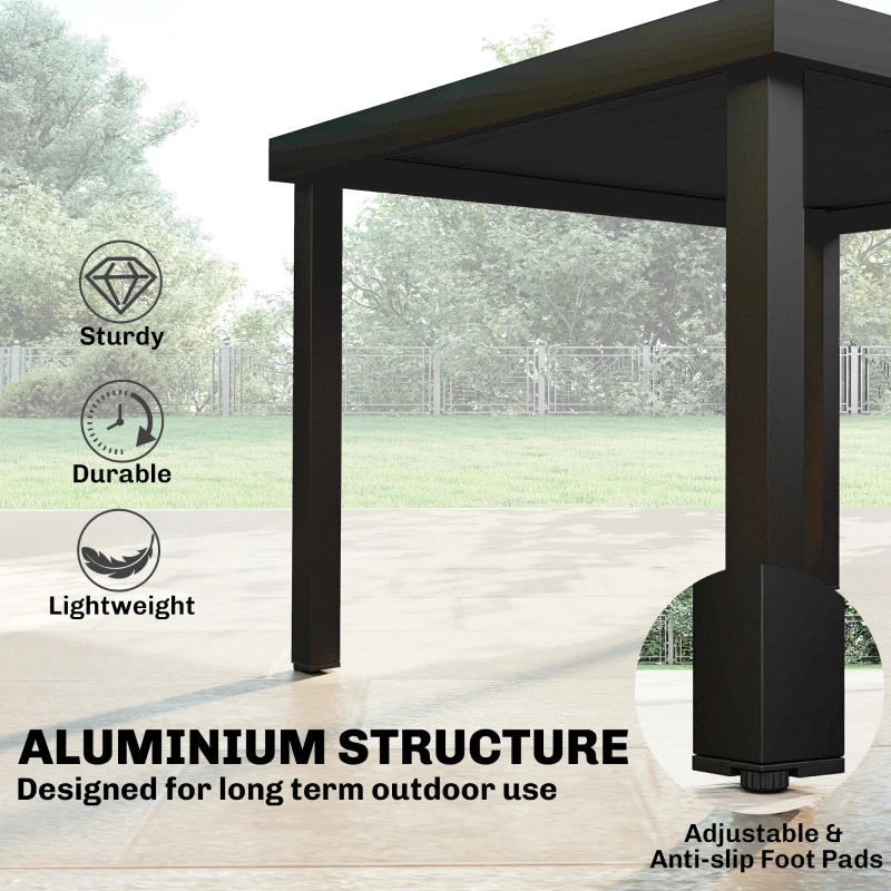 Outsunny Aluminum Outdoor Dining Table for 6, Patio Rectangular Table, 47.2" x 35.4" x 29.1", Black
