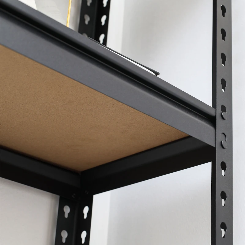 HOMCOM Heavy Duty Garage Shelf, 5-Tier Metal Shelving Unit, Industrial Utility Shelves with Steel Frame and Adjustable Shelves for Garage, Warehouse, Basement, Black and Brown
