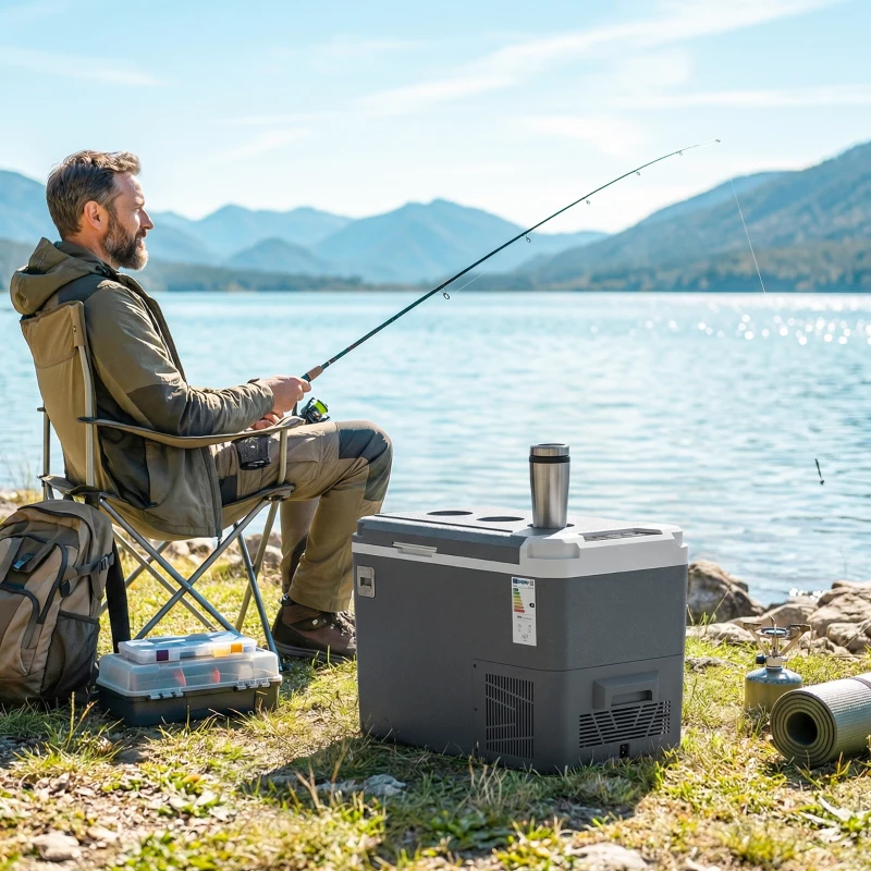 Outsunny 12 Volt Car Refrigerator, 26QT Car Fridge with App Control, 12/24V DC and 100-240V AC, -4℉-68℉, Travel Camping