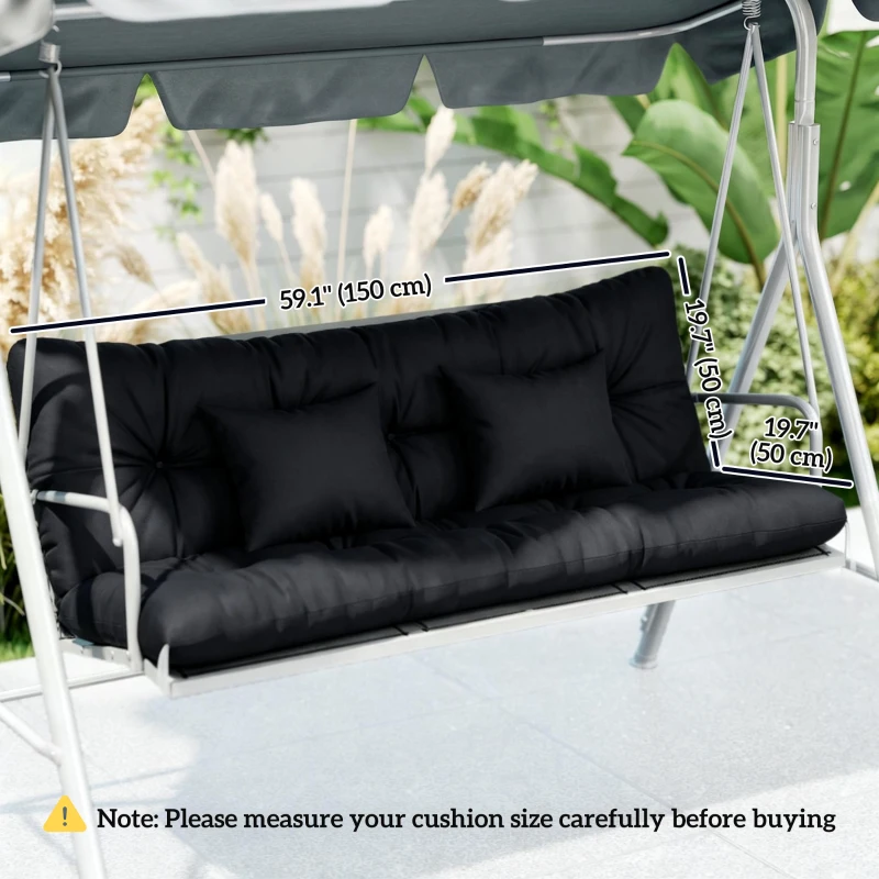 Outsunny 4-Piece Back and Seat Cushion Pillows Replacement and Pillows, Patio Chair Cushions Set with Ties, Black