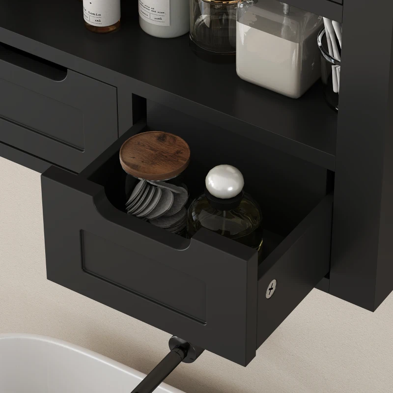 kleankin Bathroom Wall Cabinet, Medicine Cabinet, Toilet Storage Cabinet with Shelf for Living Room and Entryway, Black