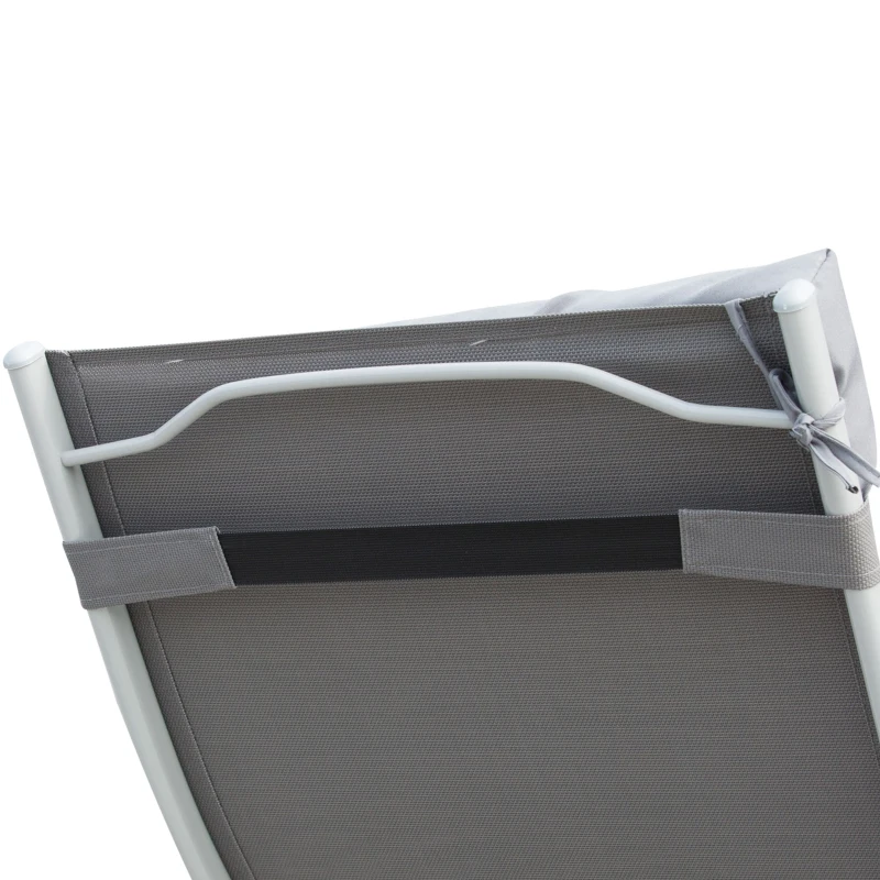 Outsunny Outdoor Folding Chaise Lounge Chair Recliner with Portable Design, Adjustable Backrest, Cushion and Headrest, Grey