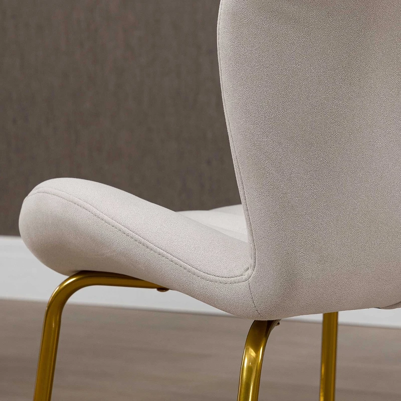 HOMCOM Dining Chairs Set of 2, Modern Accent Chair with Cushioned Backrest, Upholstery for Living Room, Cream White