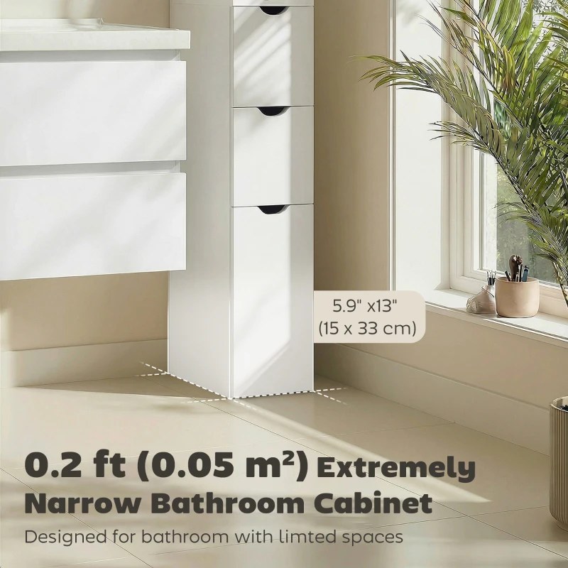 HOMCOM Tall Bathroom Storage Cabinet, Narrow Bathroom Cabinet with Drawers and Open Shelves for Small Spaces, White