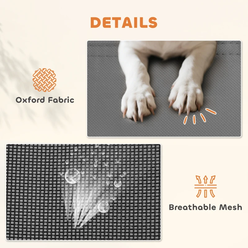 PawHut Elevated Dog Bed with Canopy, Portable Raised Dog Cot for XL Sized Dogs, Indoor & Outdoor, 48" x 36" x 43", Grey