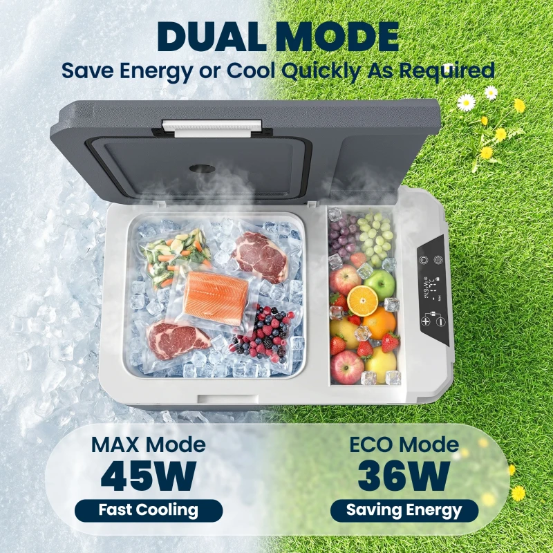 Outsunny 12 Volt Car Refrigerator, 26QT Car Fridge with App Control, 12/24V DC and 100-240V AC, -4℉-68℉, Travel Camping